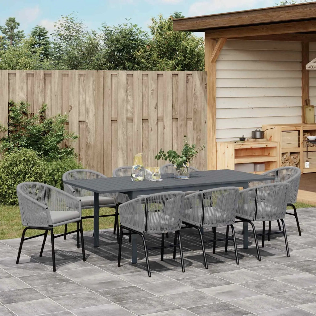 Set da Pranzo per Giardino 9 pcs Grigio polyrattan 3378833