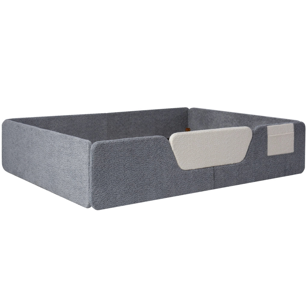 Letto imbottito 140x190 cm con sponde laterali rimovibili in velluto grigio