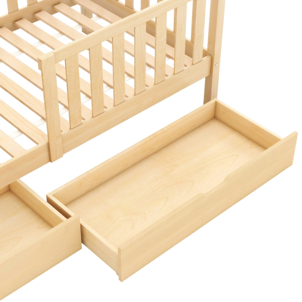 Letto a casetta per bambini 90x200 cm con cassetti; legno; colore naturale (Senza materasso)