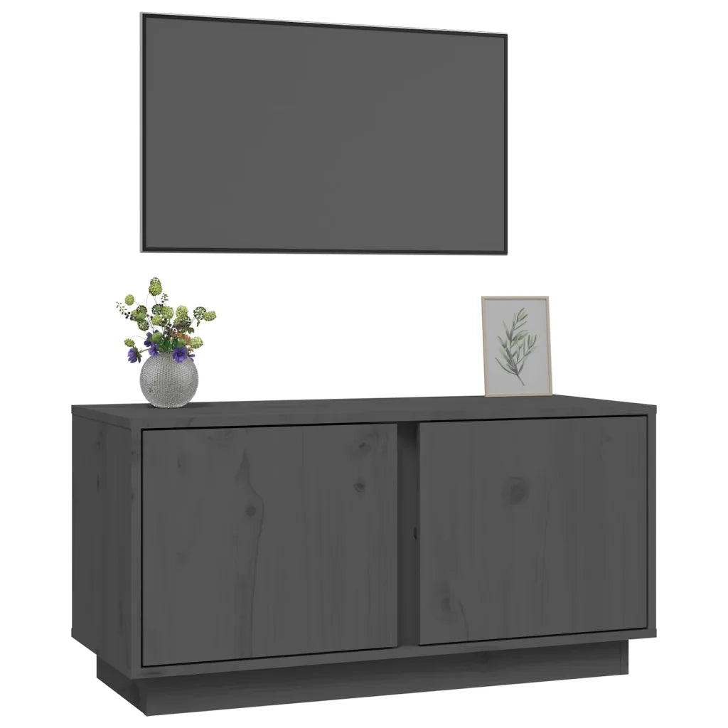 Mobile Porta TV Grigio 80x35x40,5 cm in Legno Massello di Pino 814471