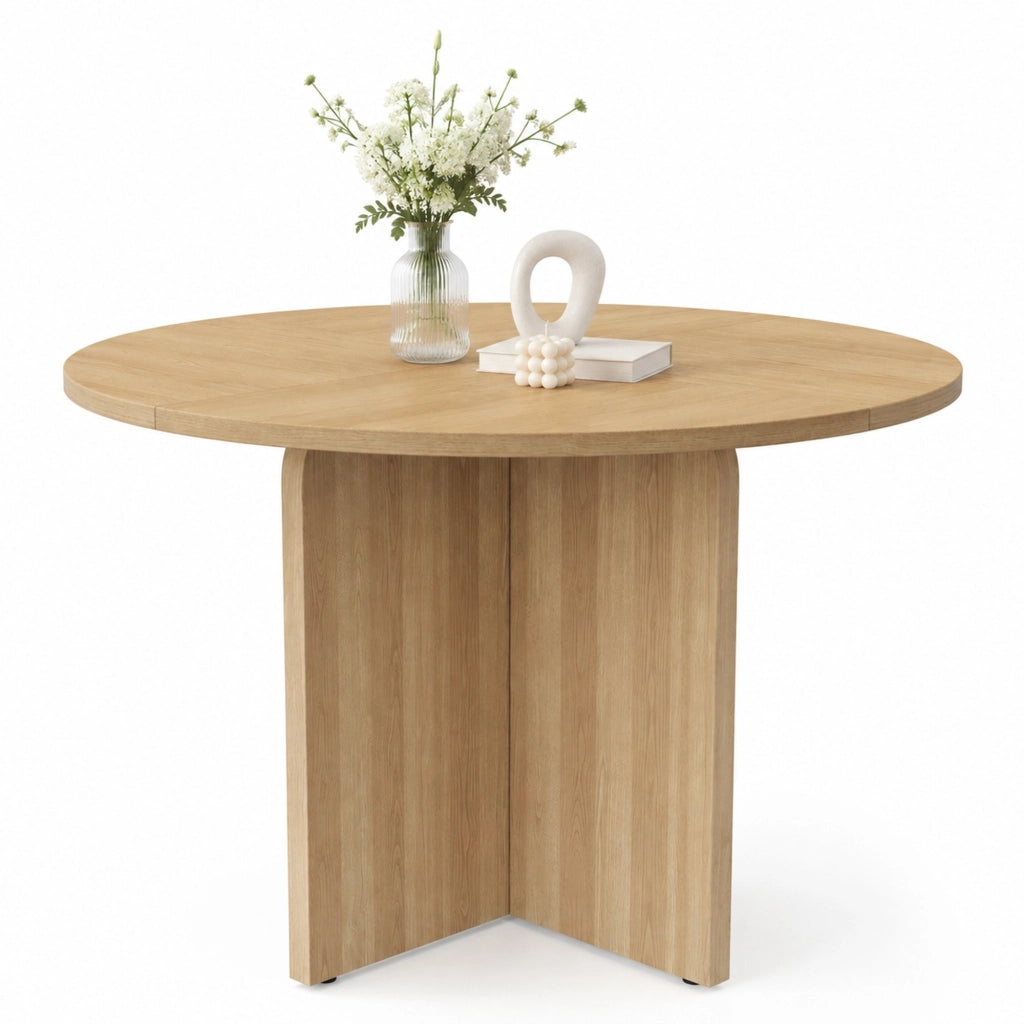 Tavolo da pranzo 4-6 posti - per sala da pranzo e soggiorno - in MDF - diametro 120 cm - rovere