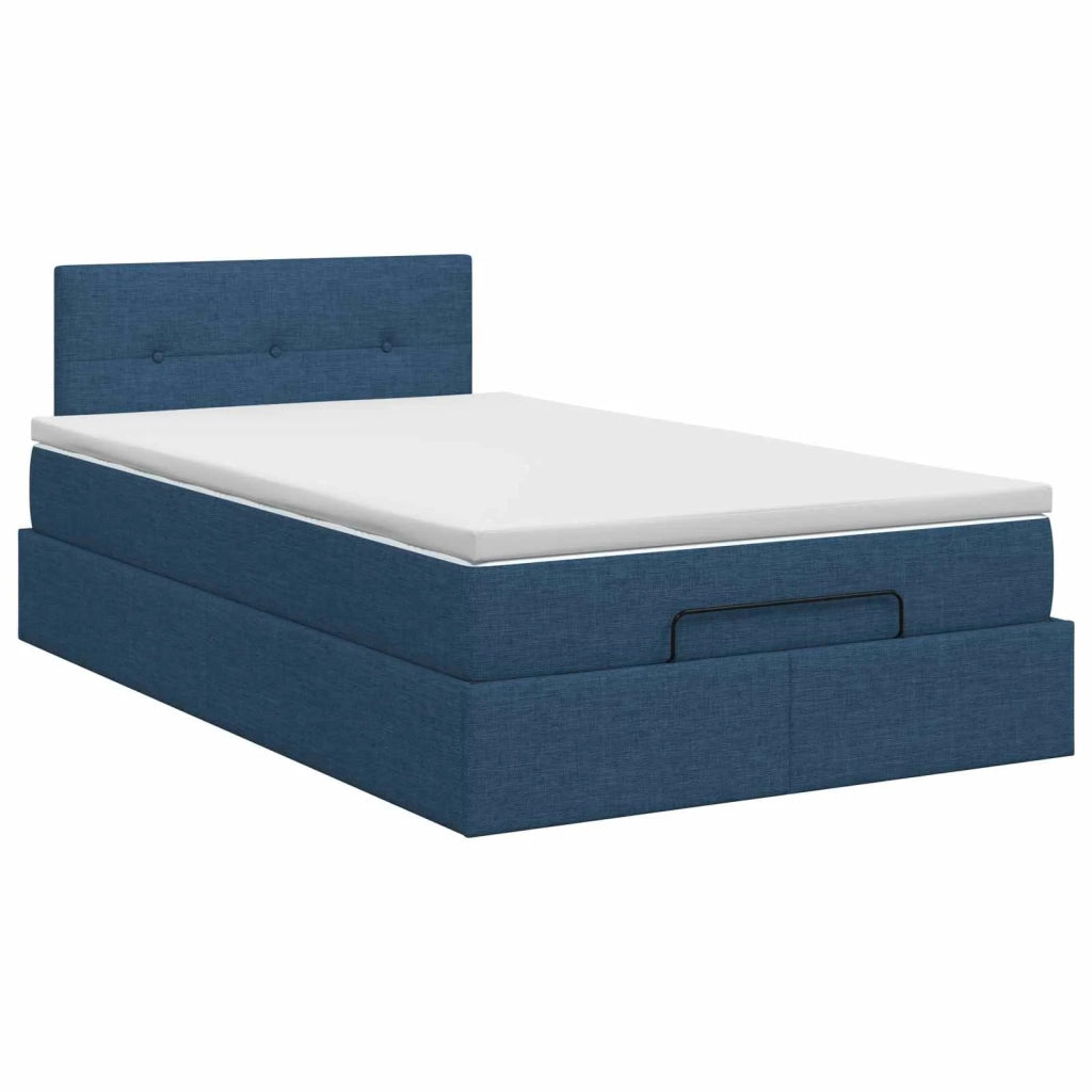 Letto ottomano con materasso Blu 120 x 200 cm Tessuto 3456322