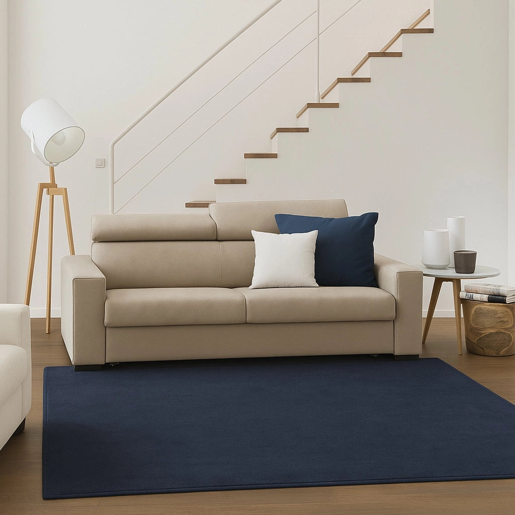 Divano fisso Schiavo, Divano a 2 posti Large, Made in Italy, SofÒ  Soggiorno, in tessuto imbottito, con poggiatesta regolabili e Braccioli standard, cm 200x95h85, Beige