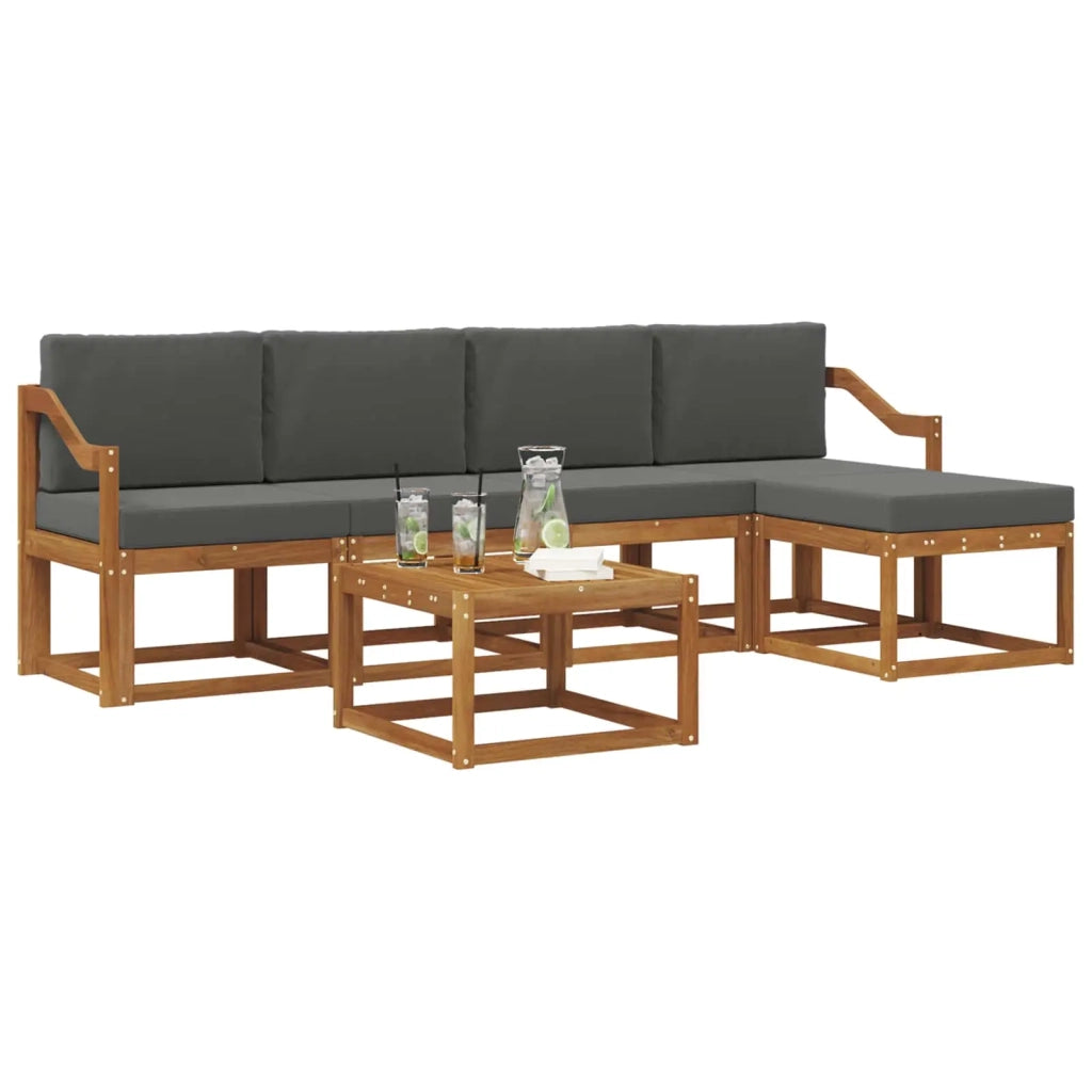 Set di divani da esterno con cuscino 6 pcs Naturale e Antracite
