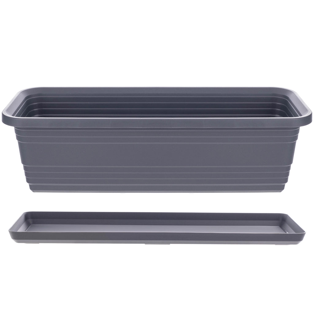 Vaso da fiori da balcone KADAX da 60 cm con sottovaso color antracite