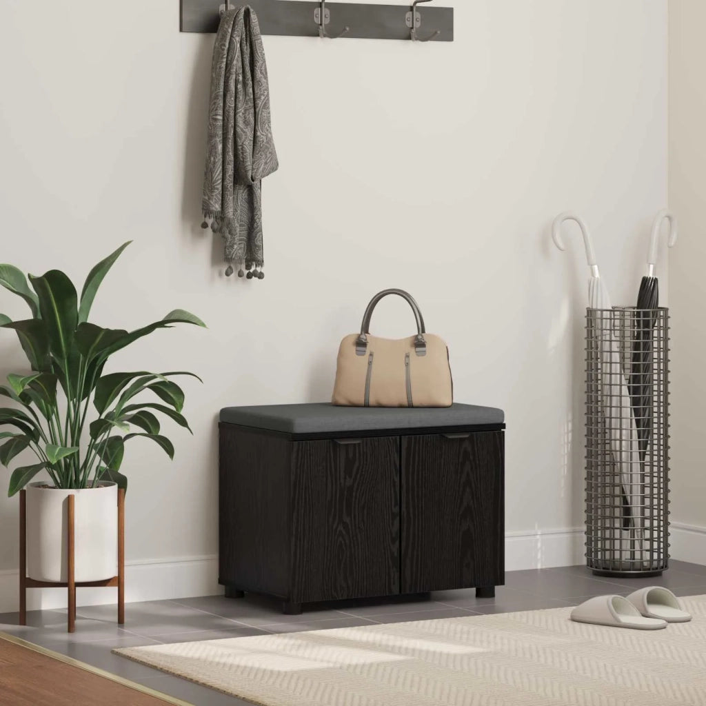 Panca per ingresso con cuscino Rovere Nero 60 x 38 x 46 cm