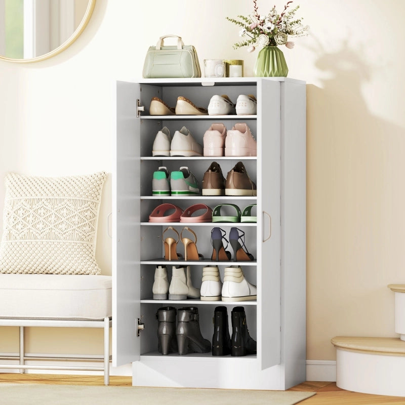 ARMADIO PORTASCARPE 55x35x108 cm Bianco in legno con ripiani regolabili