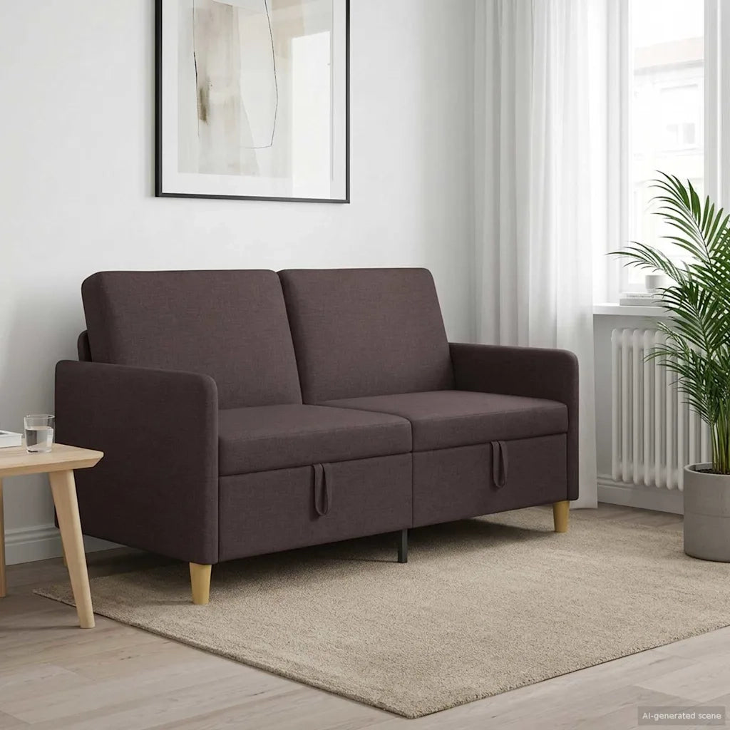 Divano con Storage Marrone Scuro 152 x 78 x 87 cm Poliestere 42036923