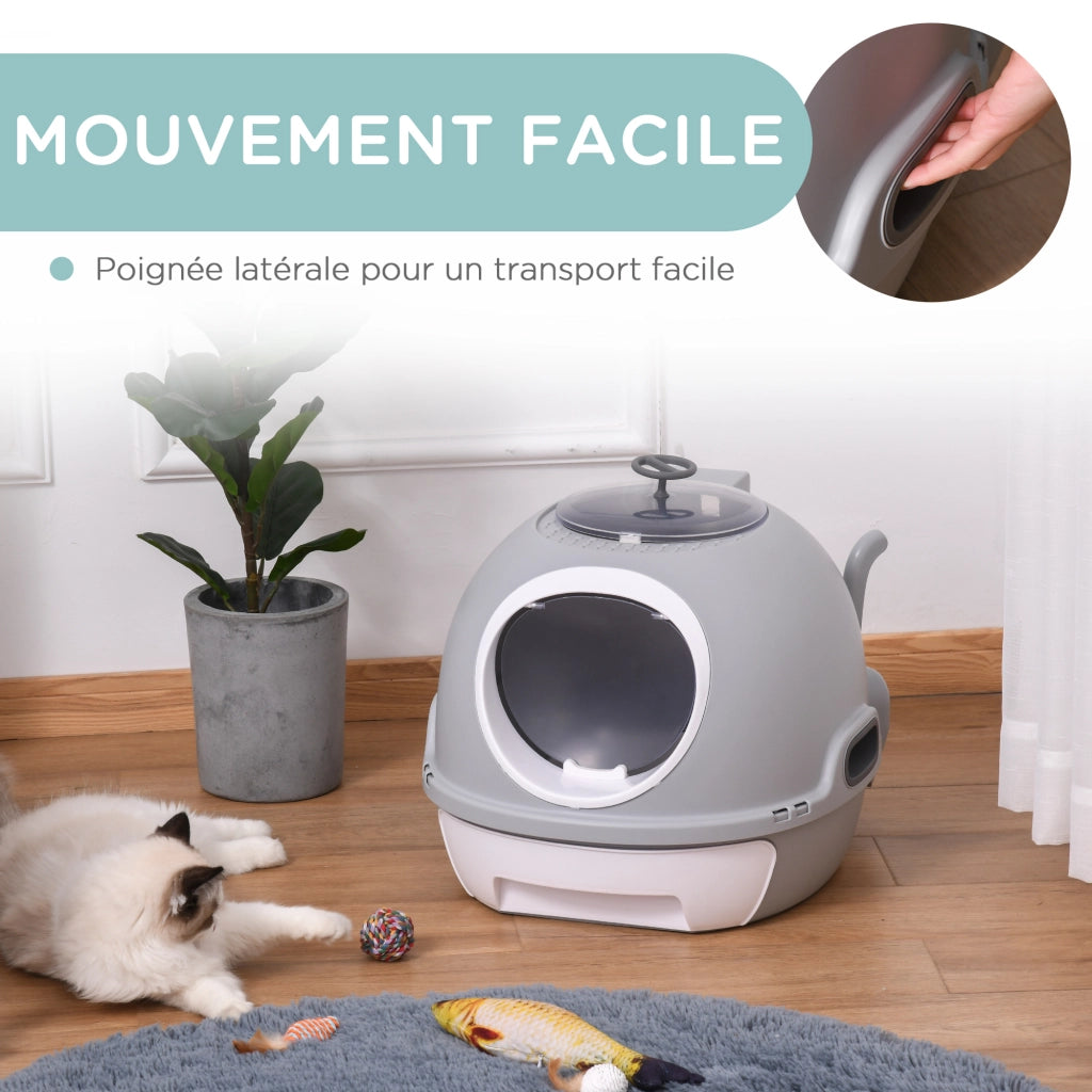 Casetta per Lettiera Gatti Portatile ¨C zephmum ¨C Grigio con Ante e Tiroio