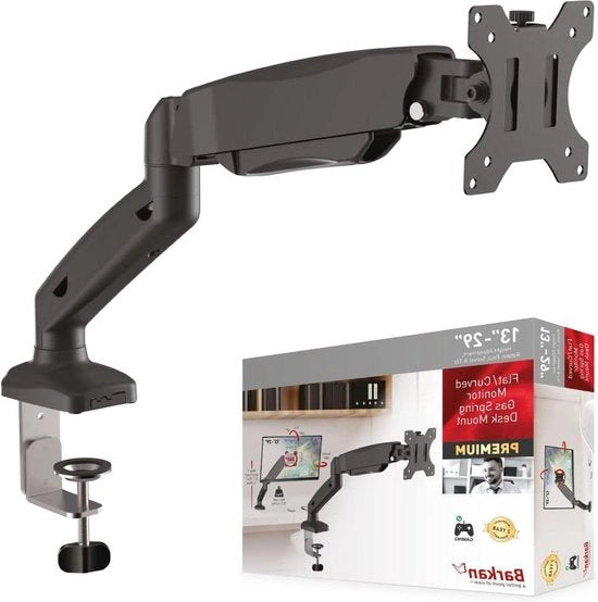 Arme per monitor ergonomico per schermi LED/LCD da 13 a 29 pollici con molla a gas - inclinabile, rotante, regolabile in altezza - sostiene fino a 6 kg.
