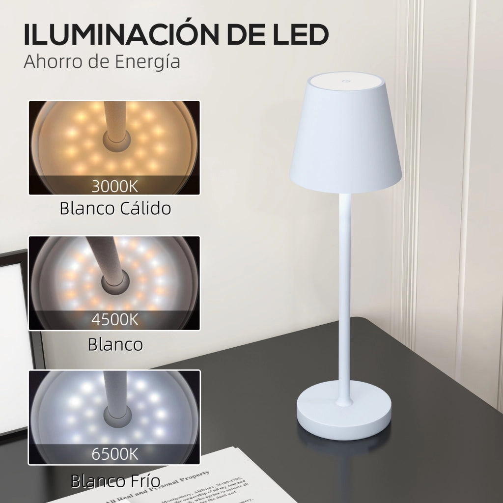 Lampada da Tavolo LED Ricaricabile ¨C zephmum ¨C Grigio 3 Colori ?11,2x36,5 cm