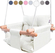 Sedia a Sospensione per Bambini in Canapa, Sedia a Sospensione in Legno con Cintura di Sicurezza, Sedia per Bambini in Canapa Duratura, Sedia a Sospensione per Bambini Outdoor e Indoor, Completo di Hardware di Montaggio, Ivoia
