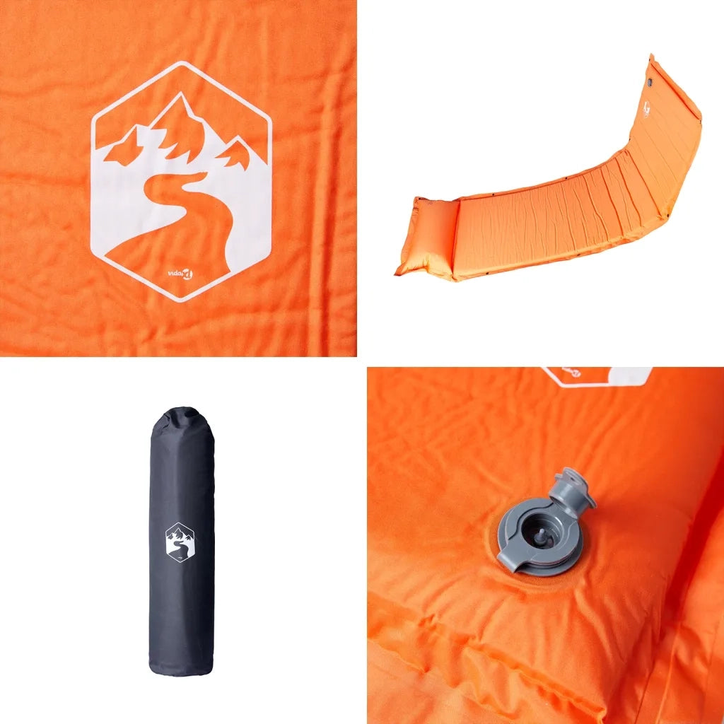 Materasso Campeggio Autogonfiabile Cuscini 1 Persona Arancio