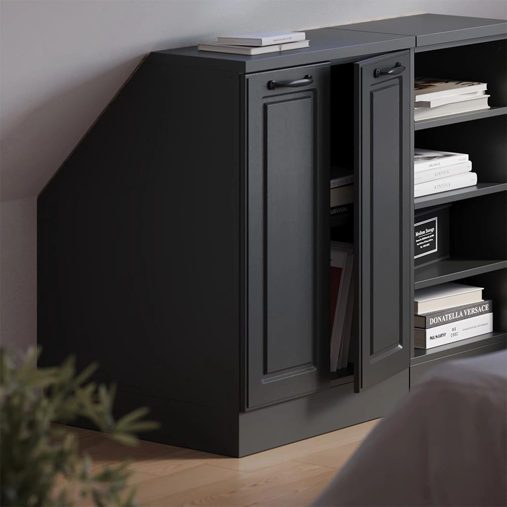Mobile sottotetto Rion, Antracite casa di campagna, 60 x 81.6 cm con 2 porte, carcassa 60 cm profondità, adatto per il salvaspazio sotto tetti spioventi