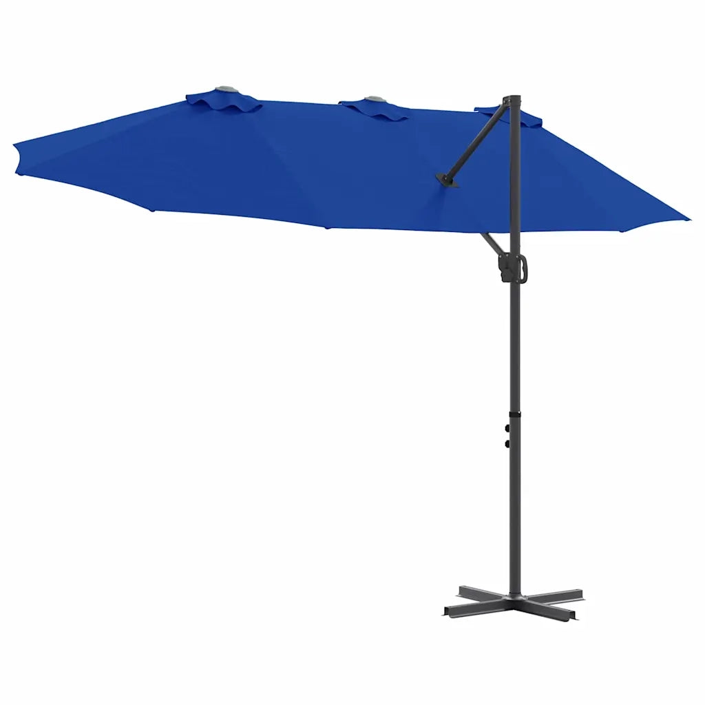 vidaXL Ombrellone a braccio da giardino azzurro 372 x 198 x 243 cm