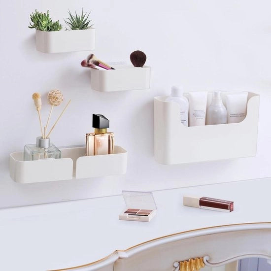 Organizzatore da Parete con Adesivo Self-Legante per Decorazione Casa, Cucina e Bagno, con Supporto per Plank Flottante
