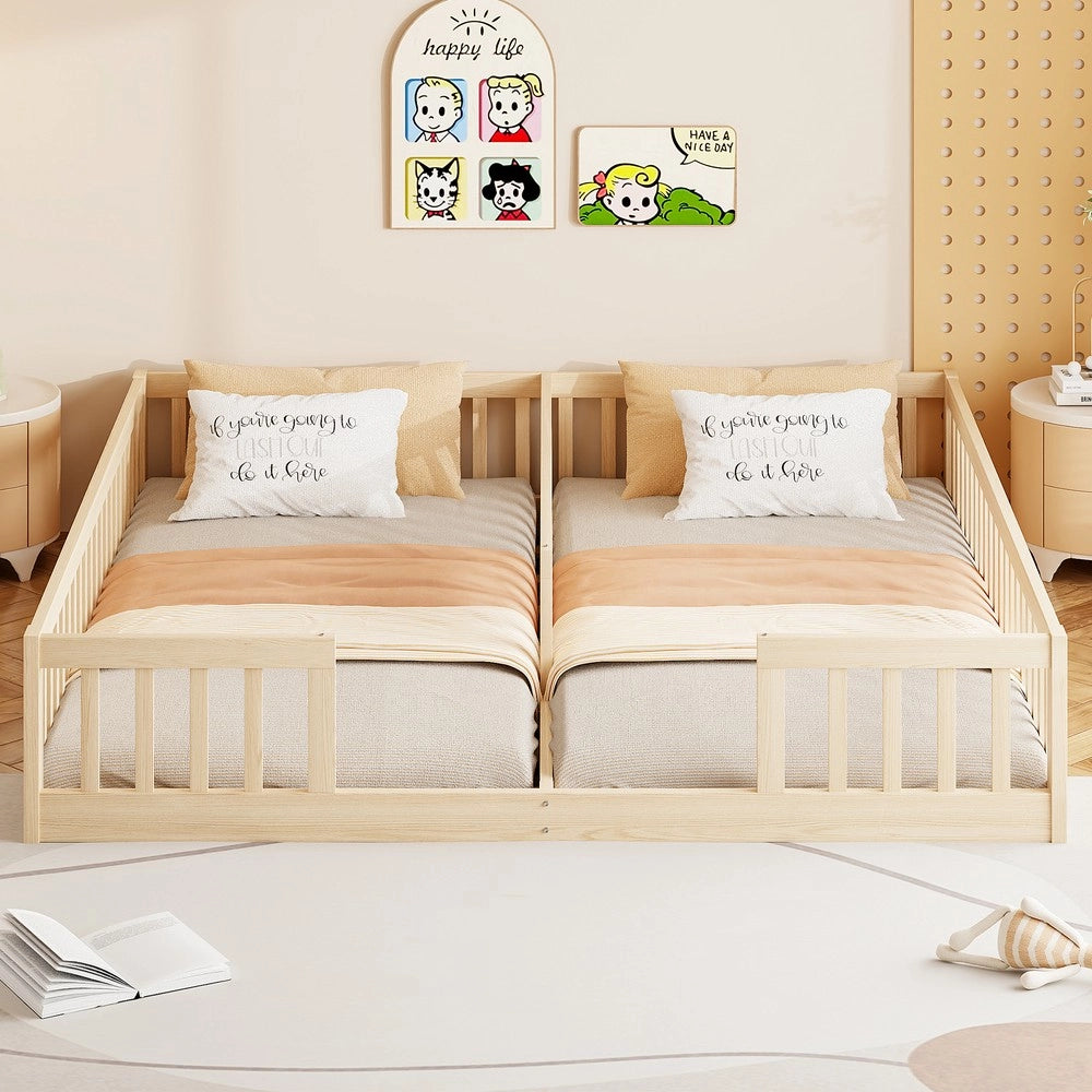 Letto Singolo con Sponda per Bambini ¨C MINIMAL ¨C Pino Naturale, Rete a Doghe, 90x200