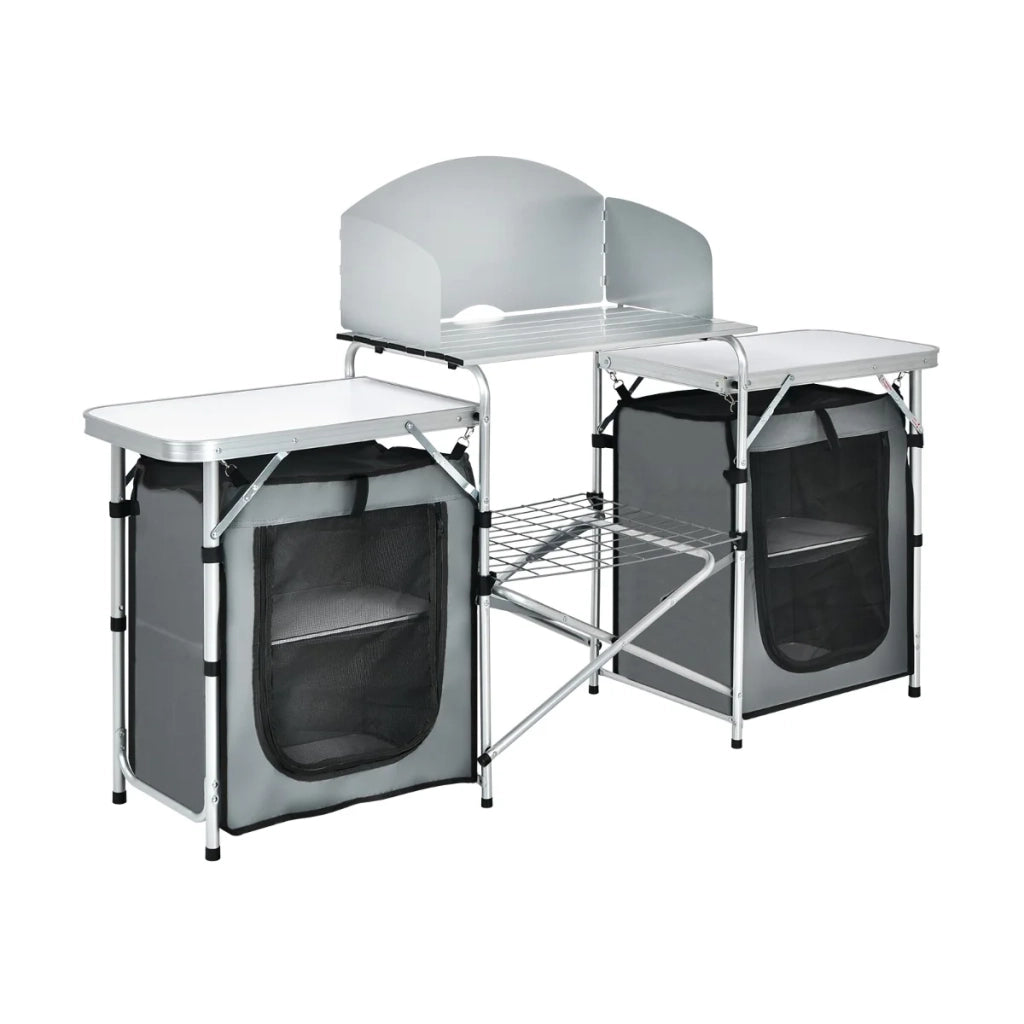 Tavolo da campeggio pieghevole 174 x 47,5 x 110 cm stabile e robusto ideale per picnic e barbecue realizzato in alluminio grigio 20_0011590