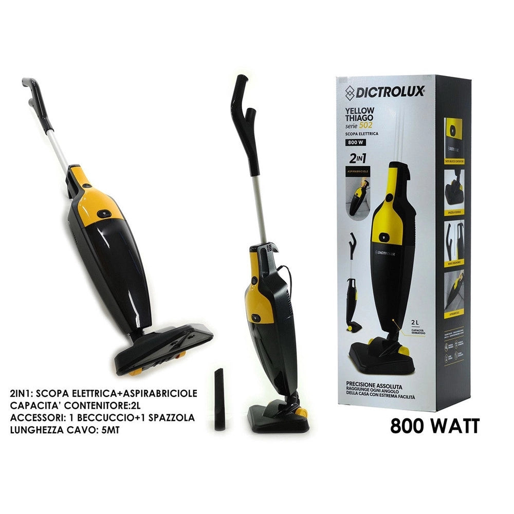 Trade Shop - Scopa Elettrica Aspirabriciole 2 In 1 Serbatoio Da 2 Litri 800 Watt Sistema Anticaduta -