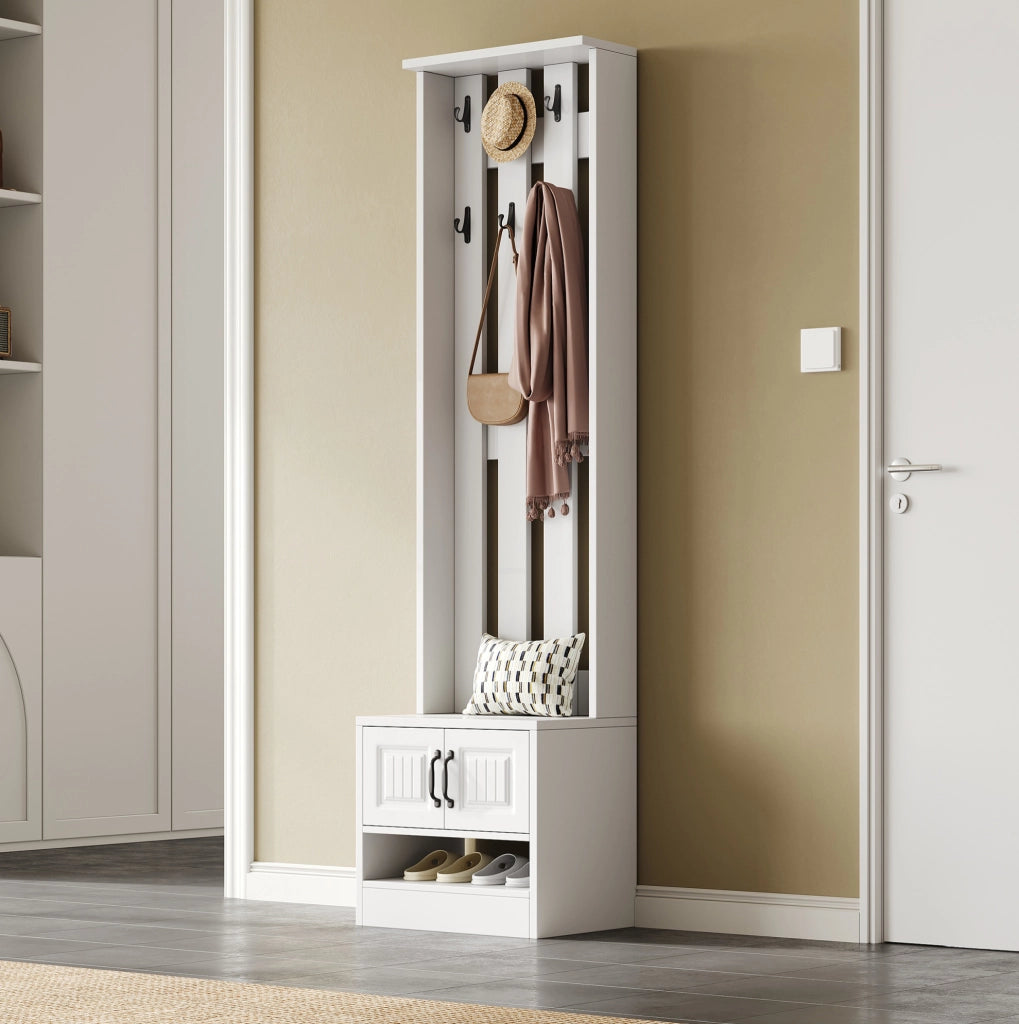 Mobile guardaroba e portascarpe multifunzione bianco 50x36x190 cm