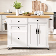 Isola da cucina 107x45-70x90.5 cm con piano estraibile in MDF bianco e naturale