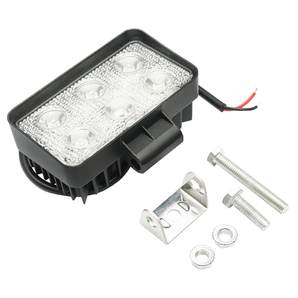 Lampada con 6 LED, 10-60V, 18W, angolo di radiazione 60°, quadrata