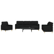 vidaXL Set Divani 4 pz con Poggiapiedi e Cuscini Nero in Tessuto