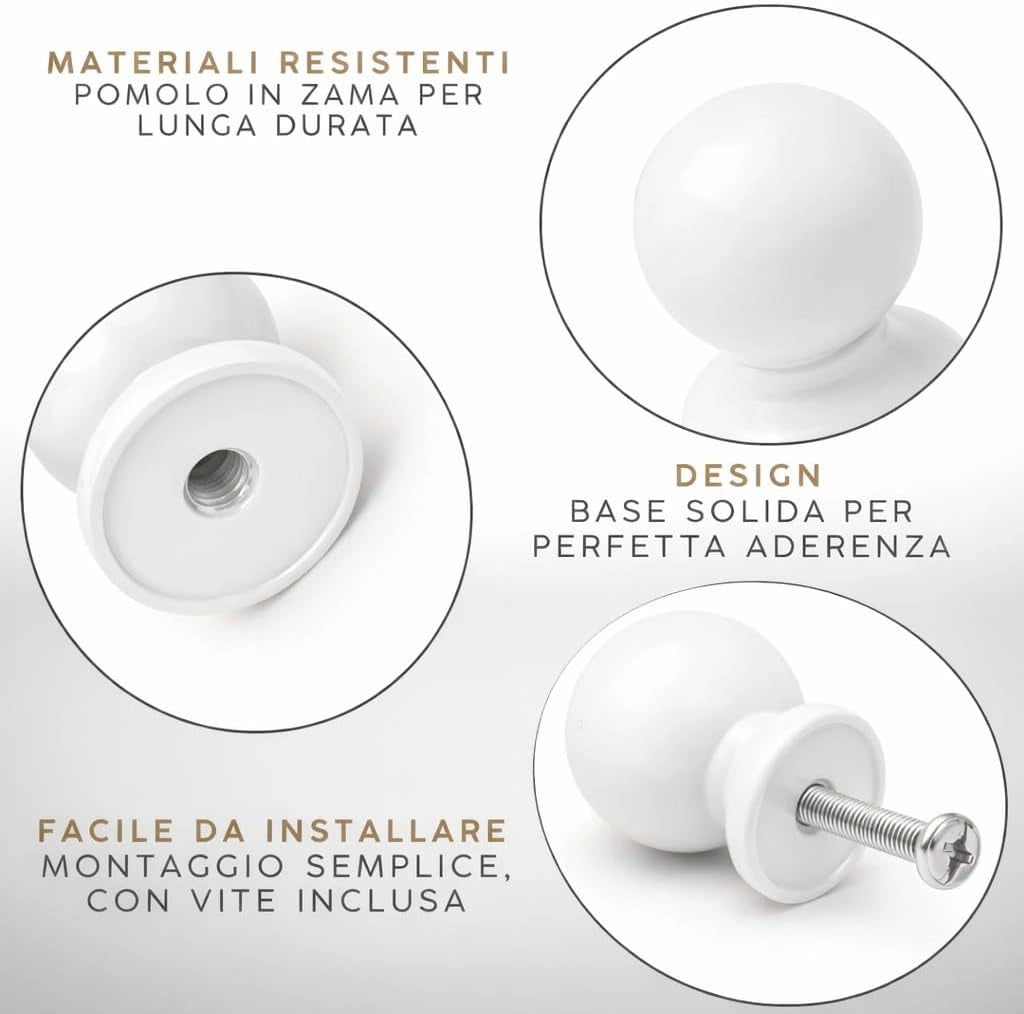 Pomolo per mobili 20x25 mm nero per cassetti e ante - confezione da 2 pezzi