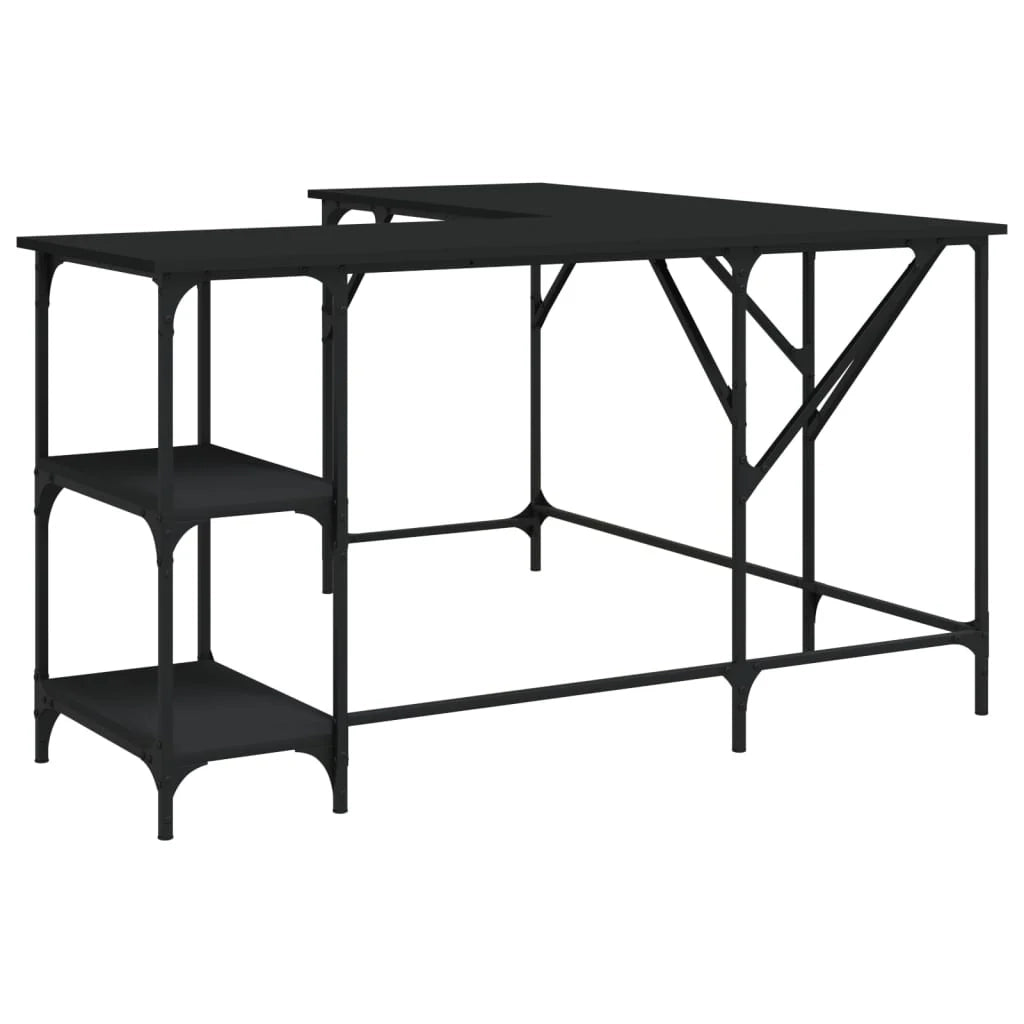Scrivania tavolo postazione di lavoro mobile per computer studio 139 x 139 x 75 cm legno ingegnerizzato nero 02_0023903