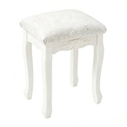 Sgabello da toeletta imbottito con schiuma e piedini antiscivolo, in MDF e plastica bianco crema