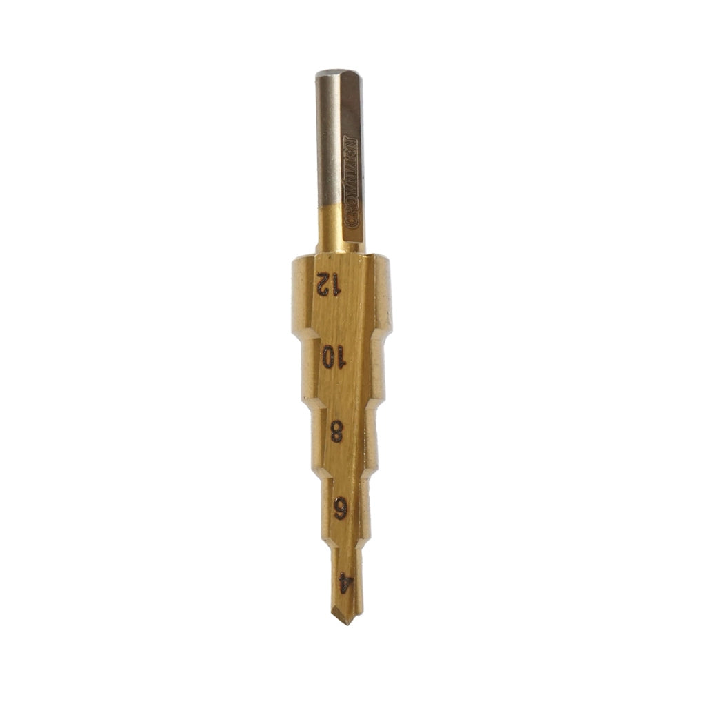 Punta conica Crownman a 5 gradini da 4-12 mm in acciaio HSS 4241 per metallo, alluminio, legno, plastica, ottone
