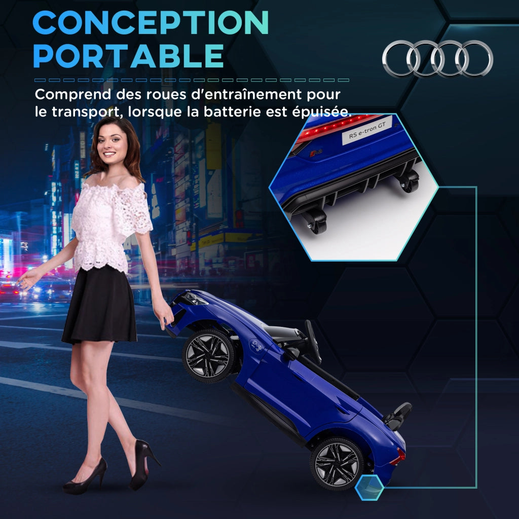 Auto elettrica per bambini 12V Audi RS E-tron GT con radiocomando effetti sonori e luminosi blu