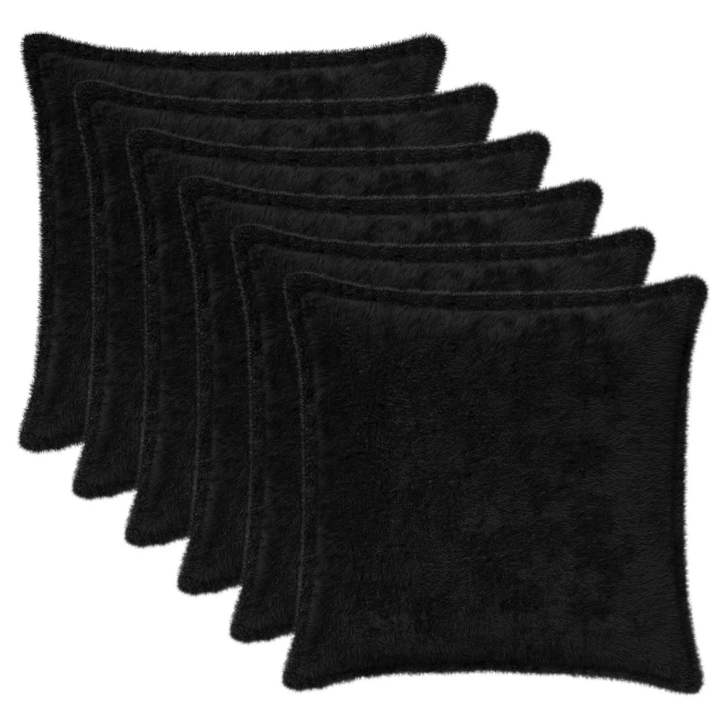 Federa 6 pcs HOUTEN Nero 50 x 50 cm Pelliccia di Coniglio Finta 919382