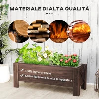 Letto per Orto Rialzato e Fioriera da Esterno Rettangolare, 100x36.5x36cm
