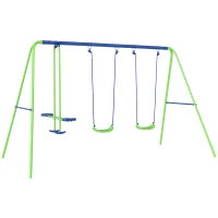 Set Altalene da Giardino per 4 Bambini, 1 Altalena Doppia e 2 Altalene Singole, Capacità di peso 45kg (Altalena) 180kg (Totale), 280x140x178cm
