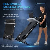 Tapis Roulant Elettrico Pieghevole 1-12km/h, Tapis Roulant Salvaspazio con 12 Programmi Preimpostati, Display LCD e Supporto per Tablet, per Camminata e Corsa, Compatto per Casa e Ufficio, Nero