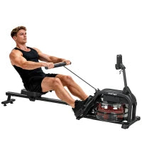 Vogatore con serbatoio d'acqua 6-11 L, monitor LCD e supporto per cellulare, capacità 135 kg, in acciaio, Nero