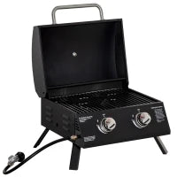 Barbecue a Gas Pieghevole con Coperchio, Termometro e 2 Bruciatori in Acciaio, 55x46.5x41 cm, Nero