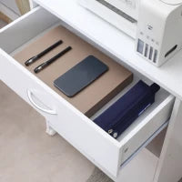 Mobile Porta Stampante con 4 Ruote, Cassetto e Armadietto, 60x39x80cm - Bianco