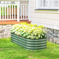 Letto per Orto Rialzato Modulare 150x62x30cm in Acciaio Galvanizzato con Fondo Aperto, Verde