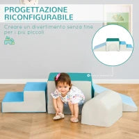 Set 4 Blocchi di Costruzioni Morbidi per Bambini da 1-3 Anni Modulabile, Multicolore