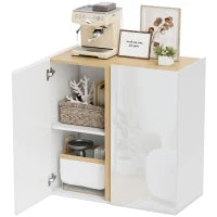 Credenza Buffet, mobile da archiviazione con 2 porte a chiusura ammortizzata e ripiano regolabile, 80x40x80cm, bianco