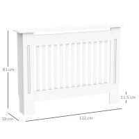 Copritermosifone a Doghe in MDF per Casa e Ufficio, 112x19x81 cm, Bianco