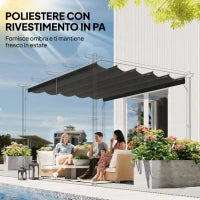 Tettuccio di Ricambio per Gazebo da Giardino 3x3 m con 10 Fori, Copertura in Poliestere, Grigio
