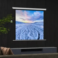 Telo Proiettore Motorizzato da 85" con Telecomando, in Plastica e Metallo, 176.5x8x176.5 cm, Bianco