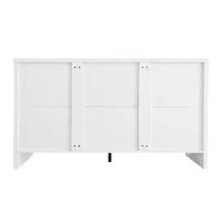 Credenza Moderna con 4 Ante e Ripiani Regolabili, Maniglie Dorate, per Soggiorno e Cucina, 140x38x80 cm, Bianco