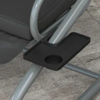 Dondolo da Giardino 3 Posti Convertibile in Letto con Tetto Inclinabile e 2 Tavoli Supporto, Metallo, 2L x 1.2l x 1.64H m, Grigio