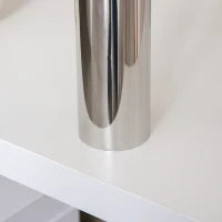 Scrivania Angolare Moderna in Legno con Cassetto, Armadietto e Mensole, Arredamento per Ufficio e Casa, Bianco