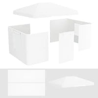Copertura per Gazebo 3x3 m in PE Impermeabile con Porte a Cerniera e Finestre, Bianco