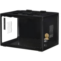 Terrario per Tartarughe di Terra e Rettili con Termometro 18-34℃, 60x40x40.5 cm, Nero